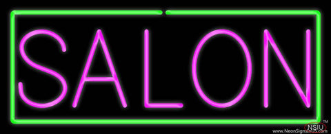 Pink Salon with Green Border Real Neon Glass Tube Neon Sign 