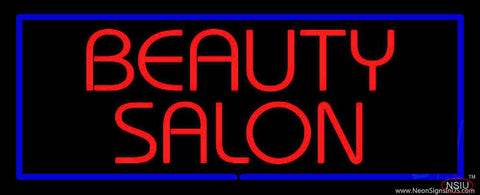 Red Beauty Salon with Blue Border Real Neon Glass Tube Neon Sign 