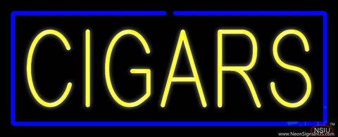 Yellow Cigars with Blue Border Real Neon Glass Tube Neon Sign 
