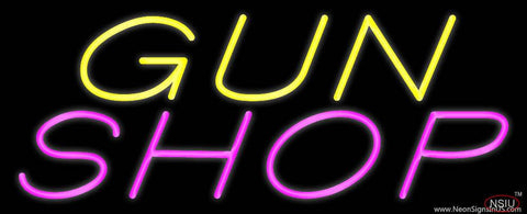 Yellow Gun Pink Shop Real Neon Glass Tube Neon Sign 