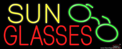 Yellow Sun Red Glasses with Logo Real Neon Glass Tube Neon Sign 