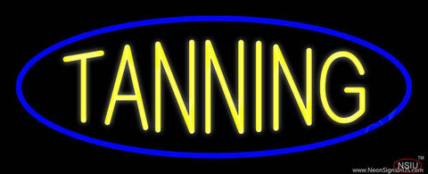 Yellow Tanning Blue Oval Real Neon Glass Tube Neon Sign 