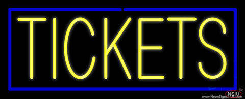 Yellow Tickets Blue Border Real Neon Glass Tube Neon Sign 