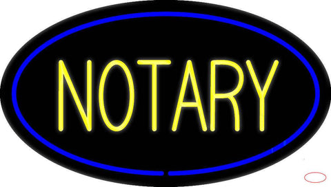 Yellow Notary Oval Blue Border Real Neon Glass Tube Neon Sign 