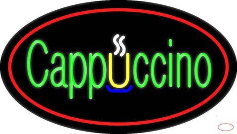 Cappuccino Oval Red Real Neon Glass Tube Neon Sign 