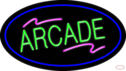 Arcade Oval Blue Real Neon Glass Tube Neon Sign 