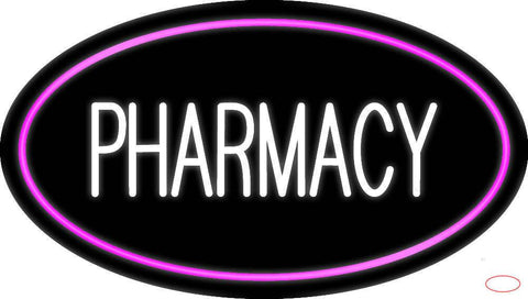 White Pharmacy Pink Oval Border Real Neon Glass Tube Neon Sign 
