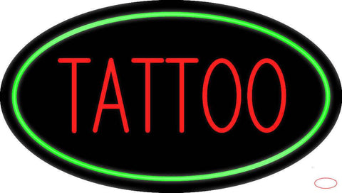 Oval Red Tattoo Green Border Real Neon Glass Tube Neon Sign 