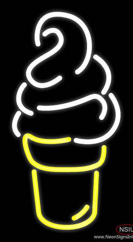 White Yellow Ice Cream Logo Real Neon Glass Tube Neon Sign 