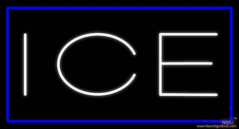 White Ice Blue Border Real Neon Glass Tube Neon Sign 