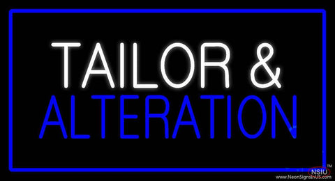 White Tailor and Alteration with Blue Border Real Neon Glass Tube Neon Sign 