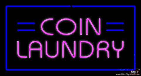 Coin Laundry with Blue Border Real Neon Glass Tube Neon Sign 