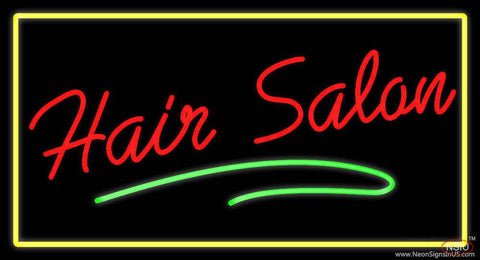 Hair Salon Rectangle Yellow Real Neon Glass Tube Neon Sign 