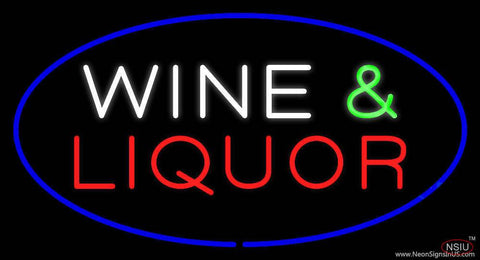 Wine and Liquor Oval Blue Real Neon Glass Tube Neon Sign 