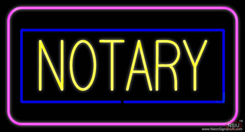 Yellow Notary Blue Pink Border Real Neon Glass Tube Neon Sign 