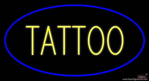 Oval Tattoo Blue Border Real Neon Glass Tube Neon Sign 
