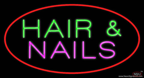 Red Oval Hair and Nails Real Neon Glass Tube Neon Sign 