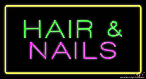 Green Hair and Nails with Yellow Border Real Neon Glass Tube Neon Sign 
