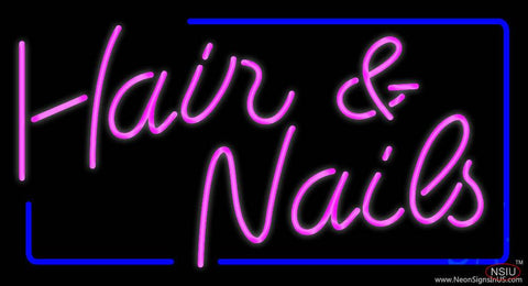 Pink Hair and Nails with Blue Border Real Neon Glass Tube Neon Sign 