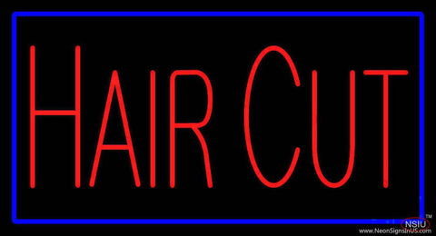 Red Hair Cut with Blue Border Real Neon Glass Tube Neon Sign 