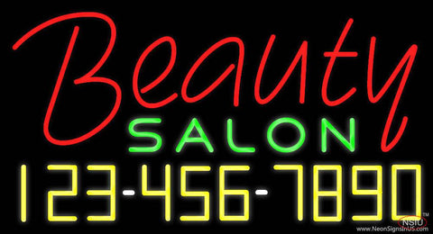 Red Beauty Salon with Phone Number Real Neon Glass Tube Neon Sign 