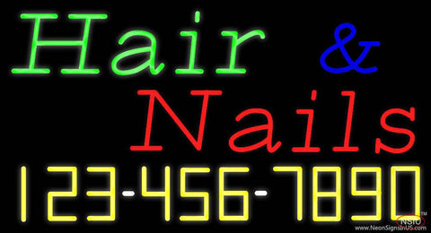 Hair and Nails with Number Real Neon Glass Tube Neon Sign 