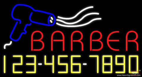 Red Barber Blue Border Real Neon Glass Tube Neon Sign 