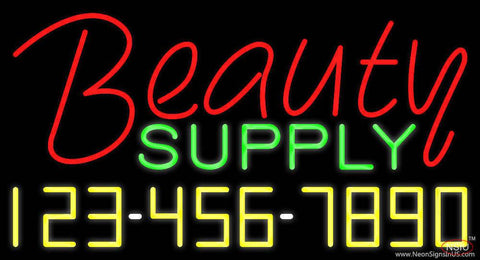 Red Beauty Supply with Phone Number Real Neon Glass Tube Neon Sign 