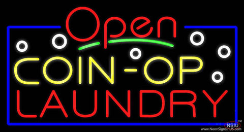 Red Open Coin Op Laundry Real Neon Glass Tube Neon Sign 