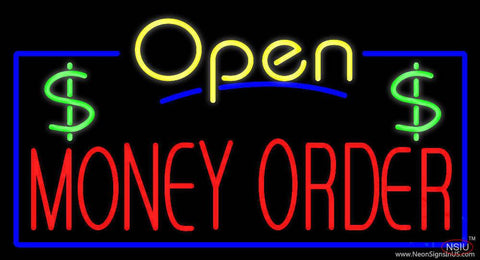 Yellow Open Red Money Order Real Neon Glass Tube Neon Sign 