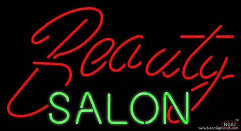 Cursive Red Beauty Salon Green Real Neon Glass Tube Neon Sign 