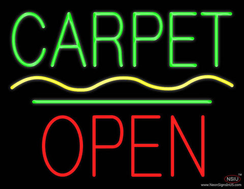 Carpet Block Open Green Line Real Neon Glass Tube Neon Sign 
