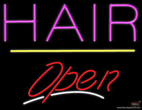 Pink Hair Open Yellow Line Real Neon Glass Tube Neon Sign 