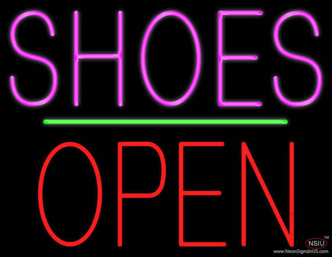 Shoes Open Block Green Line Real Neon Glass Tube Neon Sign 