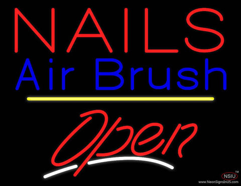 Red Nails Airbrush Open Yellow Line Real Neon Glass Tube Neon Sign 