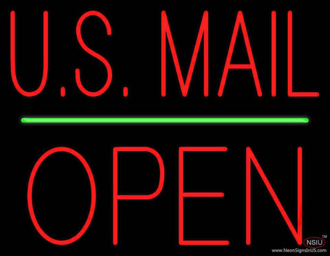 US Mail Block Open Green Line Real Neon Glass Tube Neon Sign 