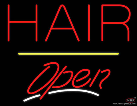 Red Hair Open Yellow Line Real Neon Glass Tube Neon Sign 