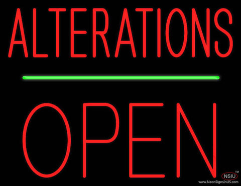 Red Alterations Block Open Real Neon Glass Tube Neon Sign 