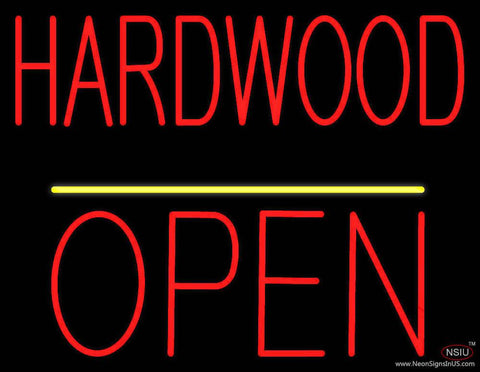 Hardwood Block Open Yellow Line Real Neon Glass Tube Neon Sign 