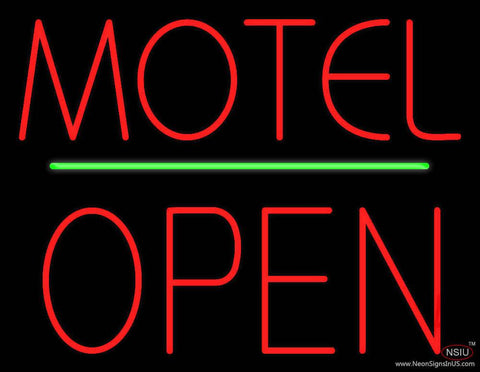 Motel Block Open Green Line Real Neon Glass Tube Neon Sign