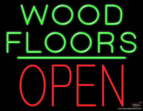 Wood Floors Block Open Green Line Real Neon Glass Tube Neon Sign 