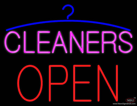 Pink Cleaners Block Open Real Neon Glass Tube Neon Sign 