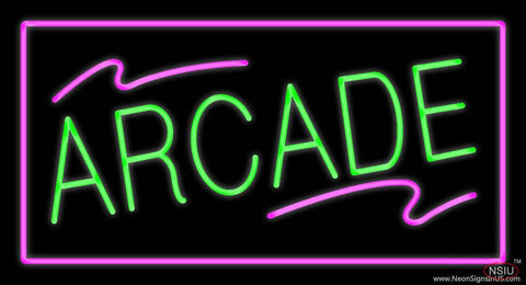 Arcade Rectangle Purple Real Neon Glass Tube Neon Sign