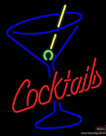 Cocktails and Martini Glass Real Neon Glass Tube Neon Sign 