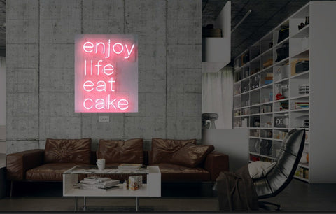 New Enjoy Life Eat Cake Neon Art Sign Handmade Visual Artwork Wall Decor Light 