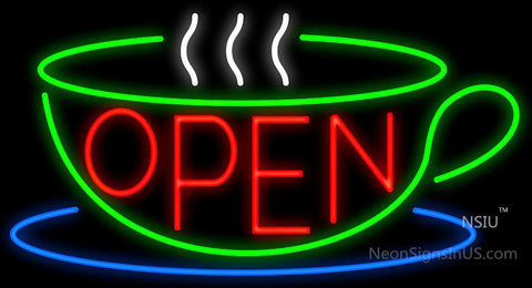 Open Coffee Cup Neon Sign 