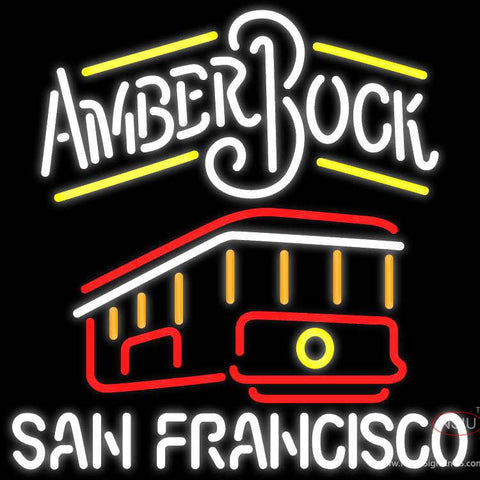Amber Bock San Francisco Cable Car Neon Beer Sign x 