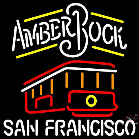 Amber Bock San Francisco Cable Car Neon Beer Sign x 