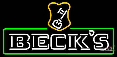 Beck Green Border Key Label Neon Beer Sign 