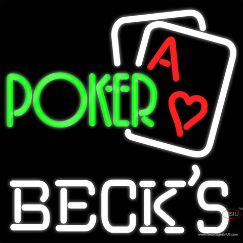 Becks Green Poker Real Neon Glass Tube Neon Sign x 